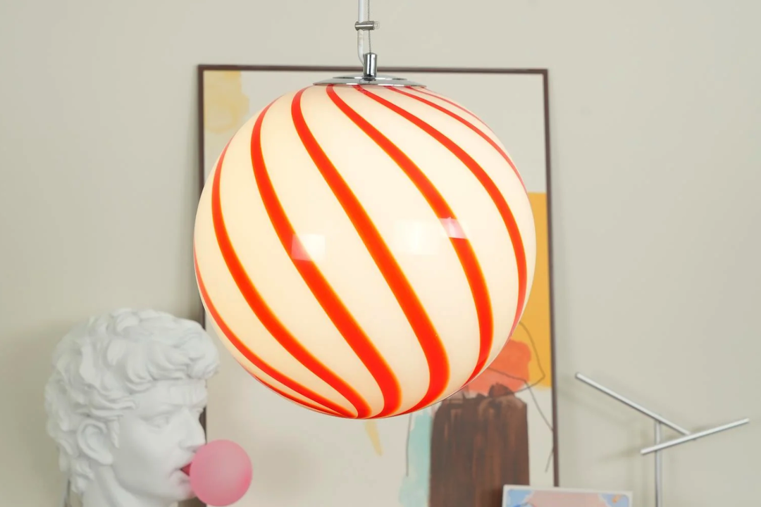 Lustre à rayures de globe en forme de sucette
