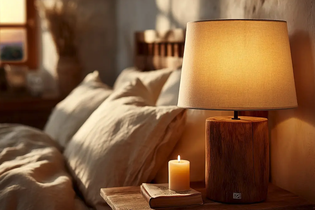 Lampe de table en chêne chaud pour la chambre