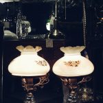 Photo opaline glass table lamp